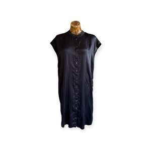 Babaton silk black dress hand wash medium short sleeve casual relax loose